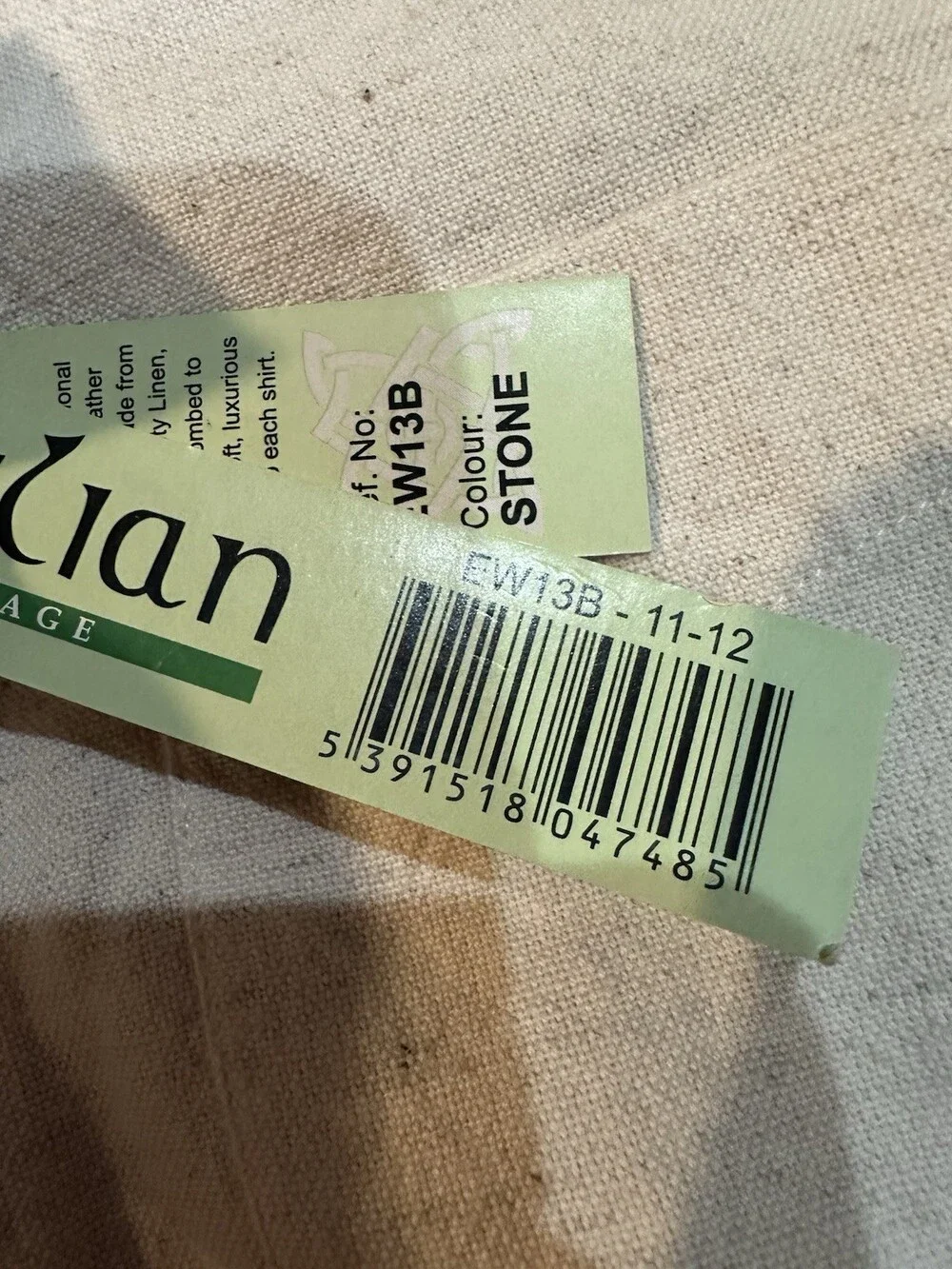 NWT Kids 11-12 Irish Linen Grandfather Shirt Stone Heritage